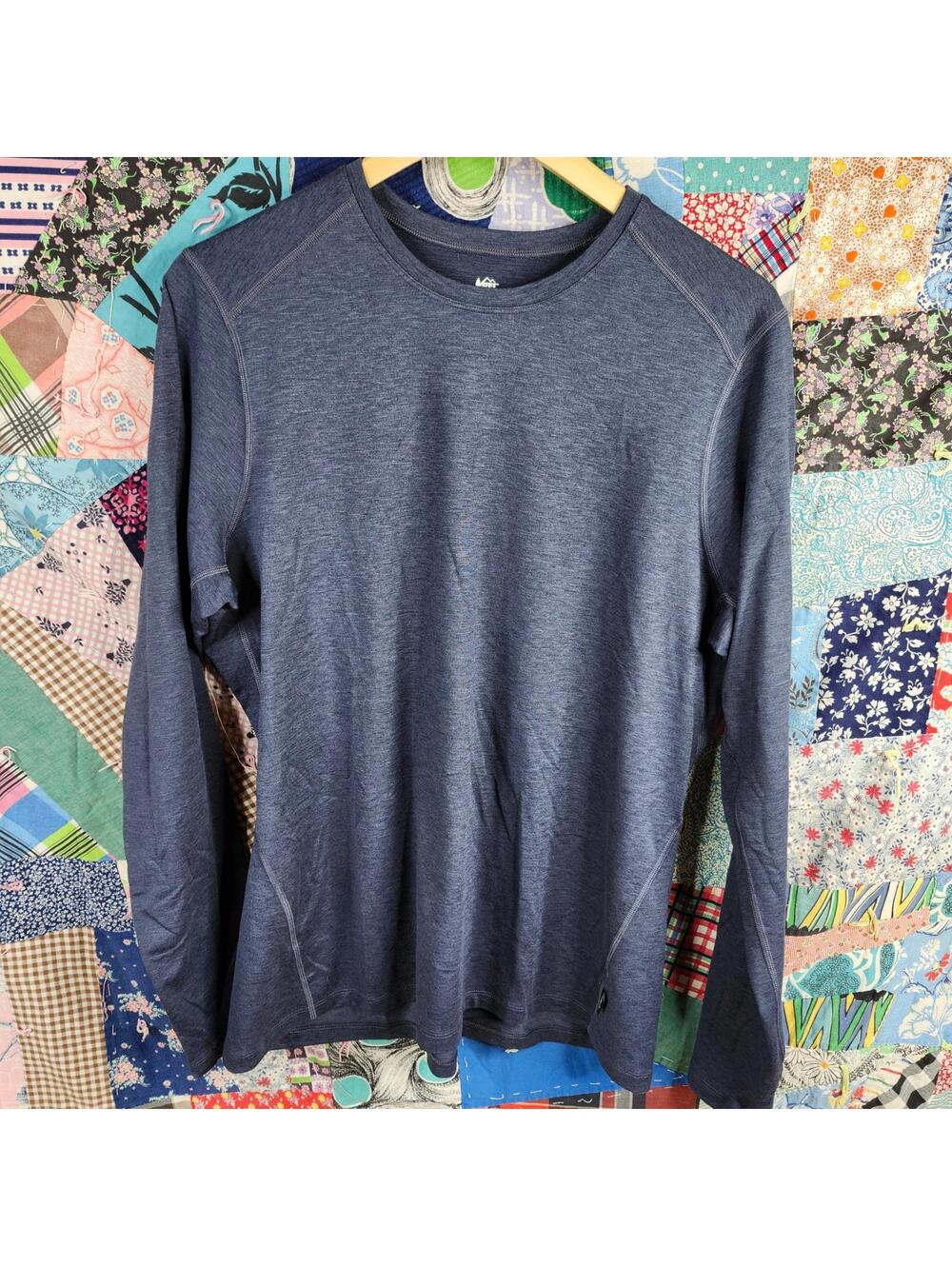 REI Men's Long Sleeve Activewear Shirt - Heathered Navy - 1XL